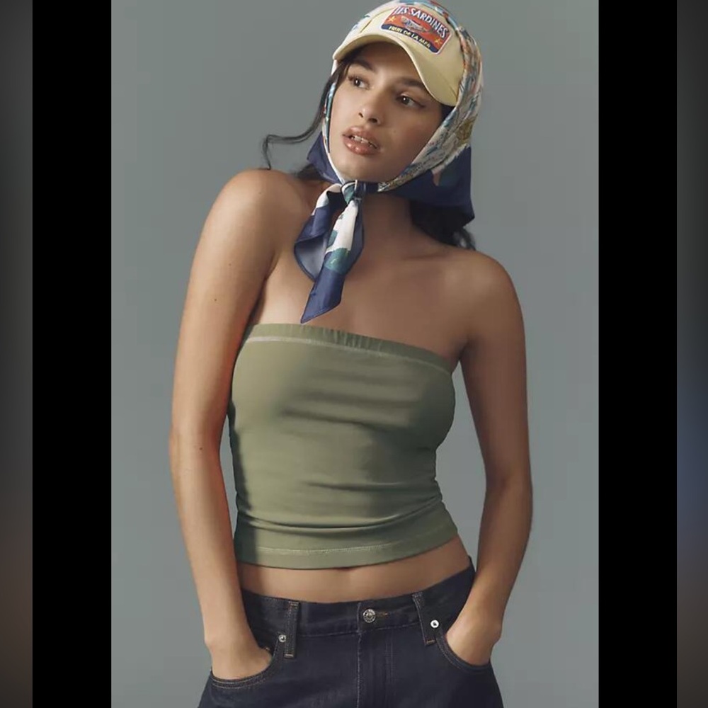 NWT ANTHROPOLOGIE GREEN TUBE TOP SIZE M